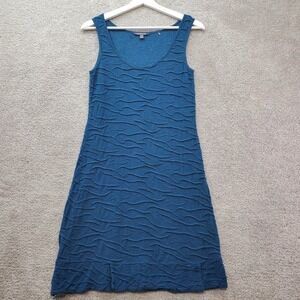 Toad&Co Shift Dress Womens XS Blue Textured Organic Cotton Tencel Minimalist